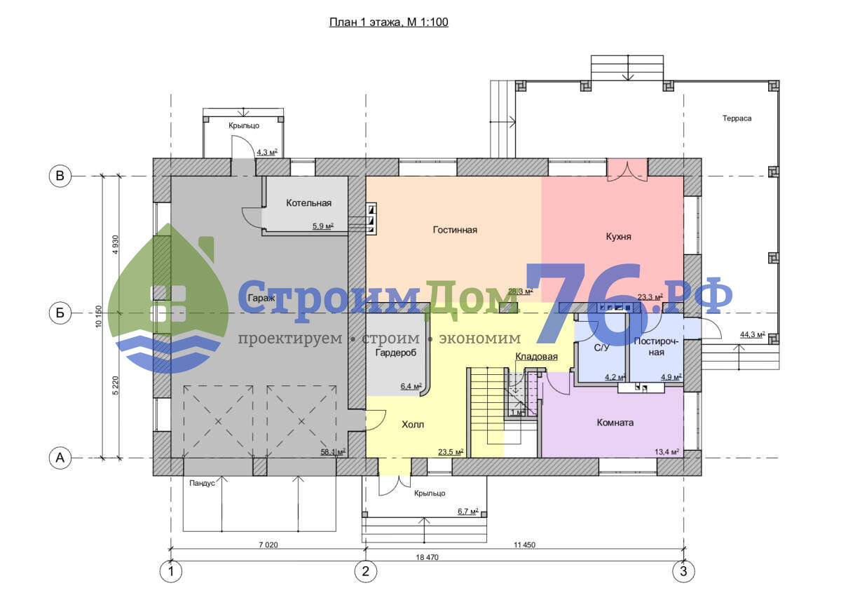 Проект трёхэтажного дома из керамического камня СД-87 в Ярославле